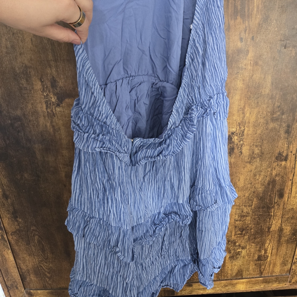 Lulu's Light Blue Backless Ruffled Halter Dress - Picture 2 of 3